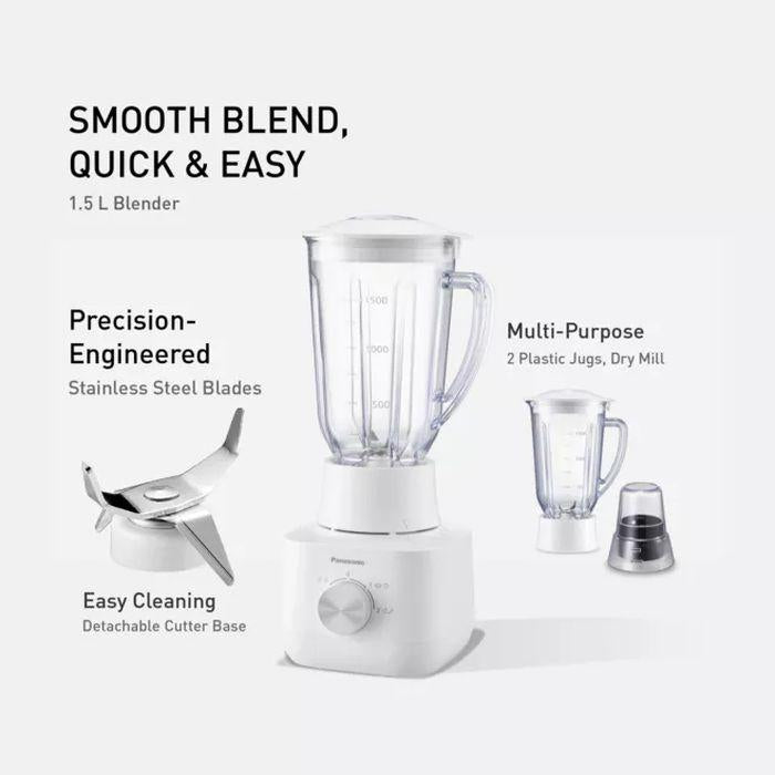 Panasonic MX-EP5172WSK 1.5L Blender Twin Jar Wet & Dry Mil Stainless Steel Blades White