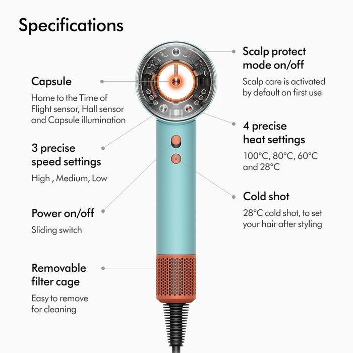 Dyson HD16 SUPERSONIC NURAL CERAMIC PATINA TOPAZ Hair Dryer TBM