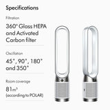 Dyson TP11 WH Air Purifier Tower Fan Cool PC1 (White) | TBM Online