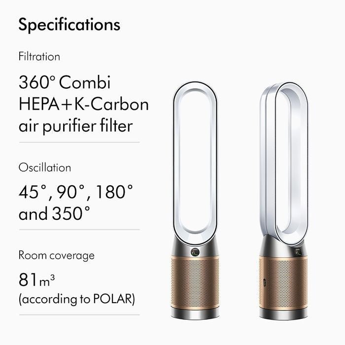Dyson TP12 WHITE GOLD Air Purifier Tower Fan TP12 White Gold | TBM Online