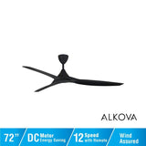 Alpha Alkova MONTI-3B/72 MATT BLACK Ceiling Fan 72" 3 Blades Matt Black