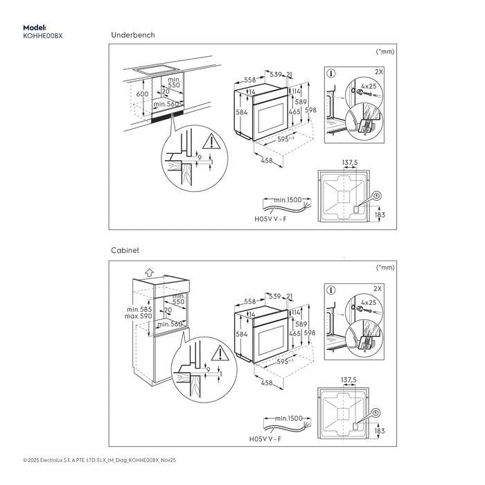Electrolux KOHHE00BX 65.0L Built-In Single Oven 300 Series Stainless Steel With Back Glass