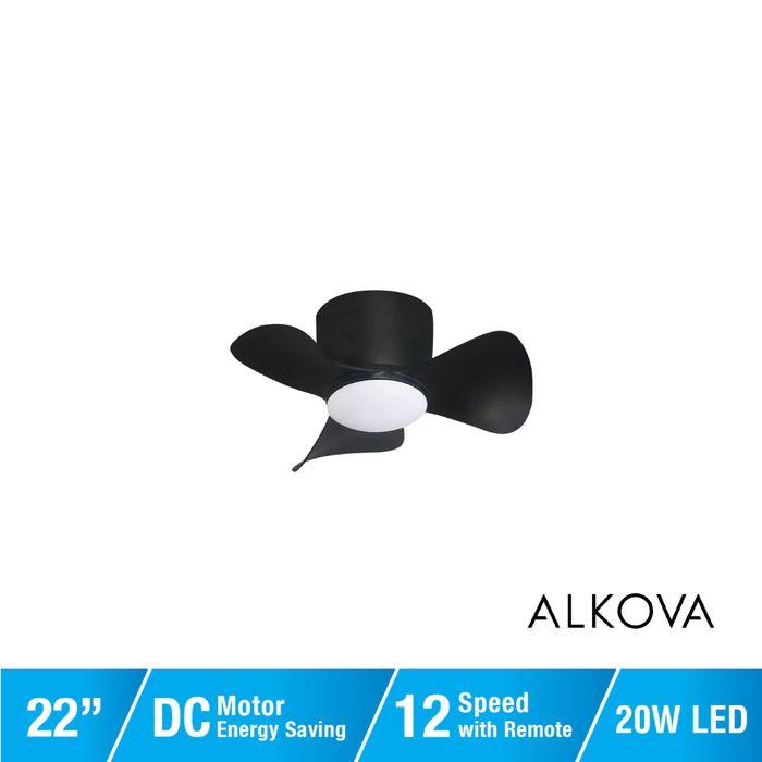Alpha Alkova MILI-3B/22 LED HG MATT BLACK Ceiling Fan 22" 3 Blades Matt Black