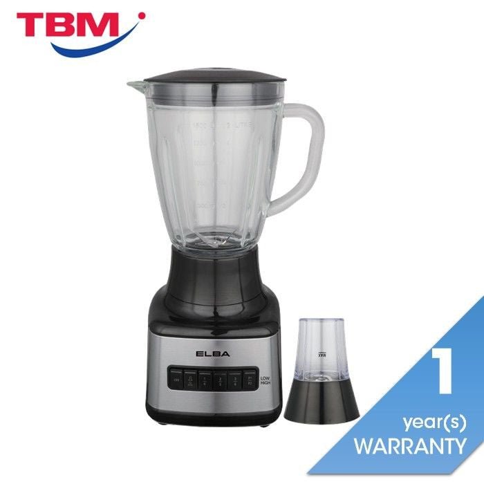 Elba EBG - K1556G(BK) Glass Jar Blender 6 - Speed With Pulse Function, Grinder, Black | TBM Online