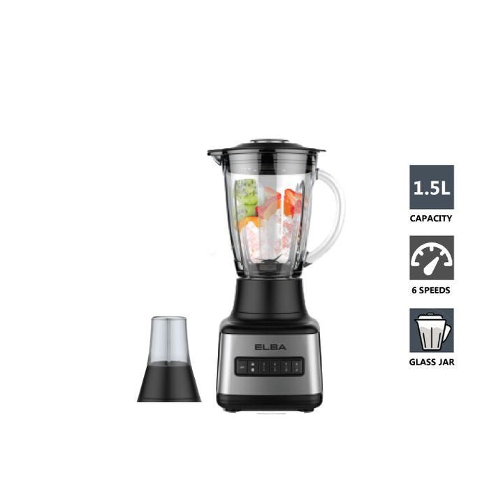 Elba EBG - K1556G(BK) Glass Jar Blender 6 - Speed With Pulse Function, Grinder, Black | TBM Online
