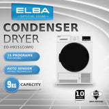 Elba ED - H9151C(WH) Tumble Condenser Dryer With 15 Programs 9.0 kg | TBM Online