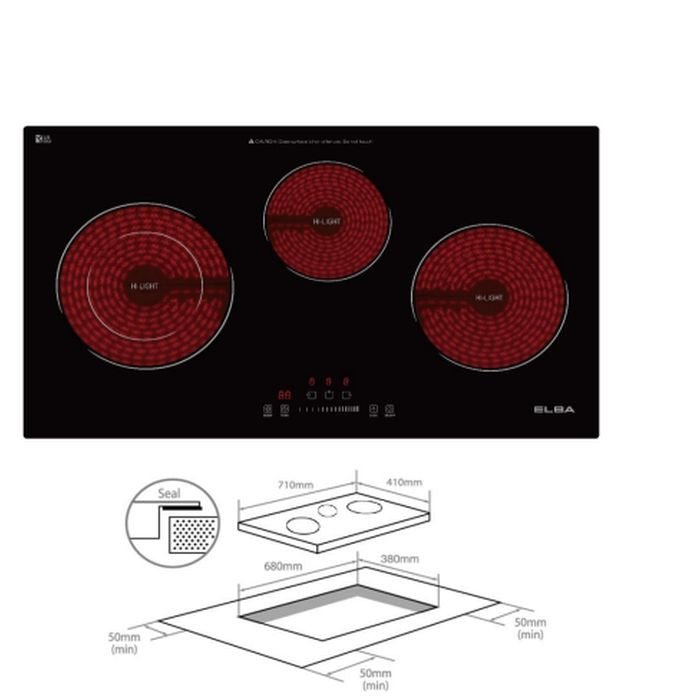 Elba ECH - Q7033ST(BK) Built - In Ceramic Hob With 3 Burners | TBM Online