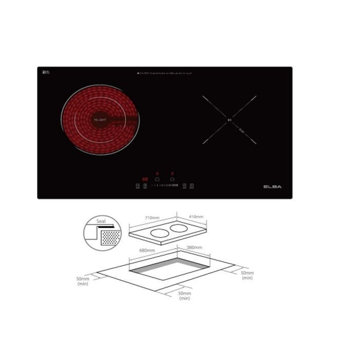 Elba EICH - Q7052ST(BK) Built - In Induction Ceramic Hob Dual Cooking Zone 9 Power Level 71cm | TBM Online