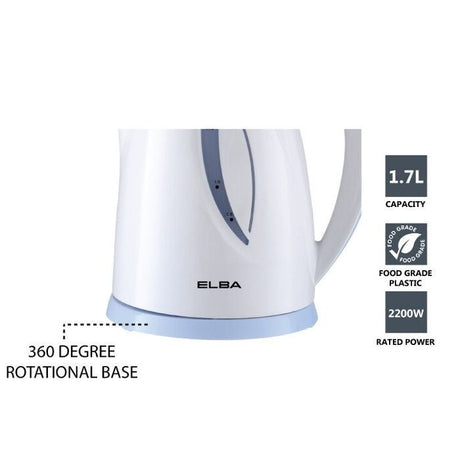 Elba EJK - D1719 (WH) Jug Kettle 1.7L 360 Degree Rotation Concealed Heating Element | TBM Online