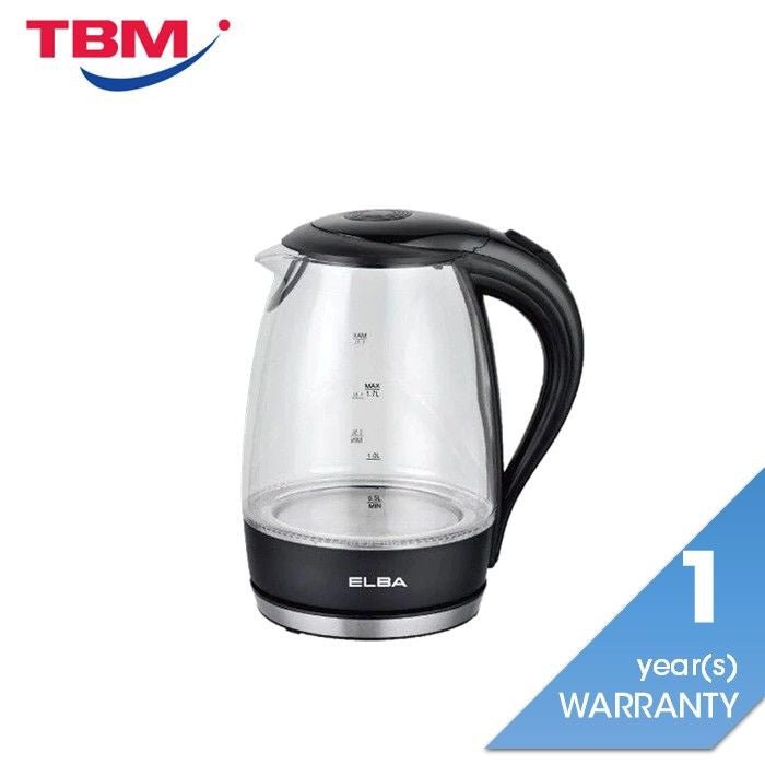 Elba EJK - F1723G(BK) Jug Kettle Glass Body With LED Light 1.7L | TBM Online