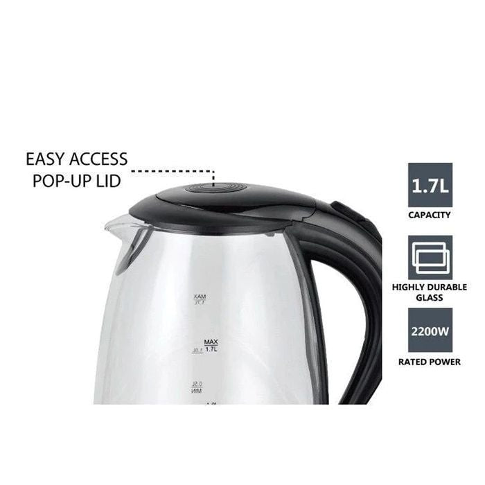 Elba EJK - F1723G(BK) Jug Kettle Glass Body With LED Light 1.7L | TBM Online
