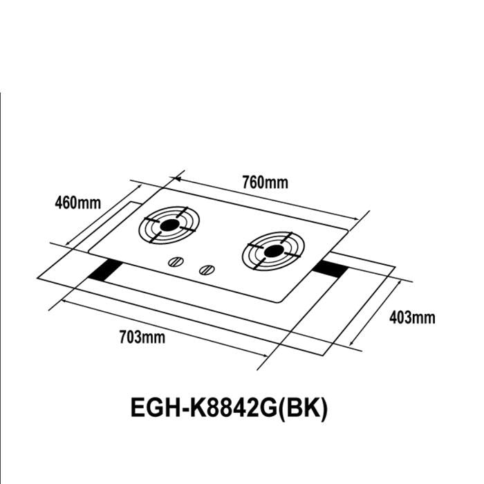 Elba EGH - K8842G(BK) Built - In Gas Hob Glass Stove 2 Burners 5.0KW | TBM Online