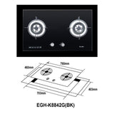 Elba EGH - K8842G(BK) Built - In Gas Hob Glass Stove 2 Burners 5.0KW | TBM Online