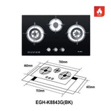 Elba EGH-K8843G(BK) Cooker Hob 3 Burners | TBM Online