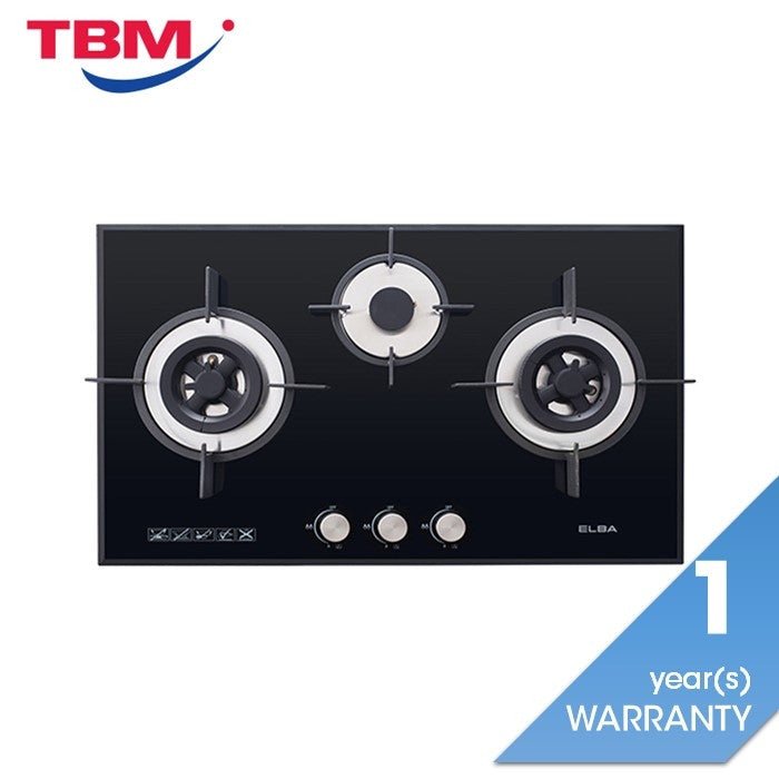 Elba EGH - K8943G(BK) Gas Hob 3 Burners Tempered Glass | TBM Online