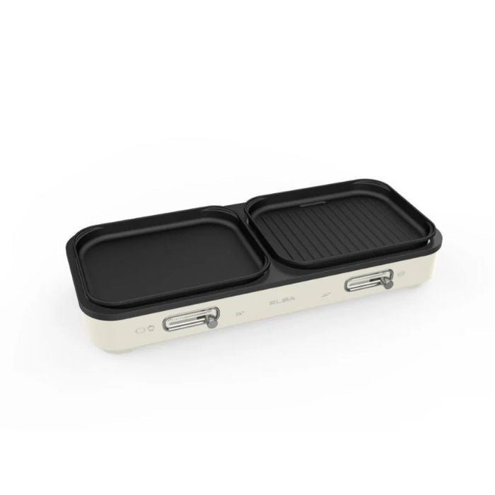 Elba EGL - S3055(BG) 2 - in - 1 Hotpot And BBQ Griller 2000W 2 Grill Plate And 2 Side Non - Stick Hotpot | TBM Online