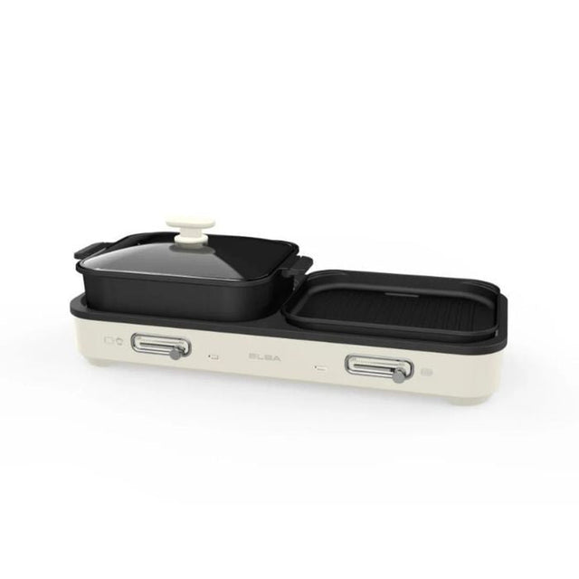 Elba EGL - S3055(BG) 2 - in - 1 Hotpot And BBQ Griller 2000W 2 Grill Plate And 2 Side Non - Stick Hotpot | TBM Online