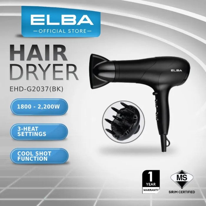 Elba EHD-G2037(BK) Hair Dryer 3 Heat Setting 1800-2000W | TBM Online