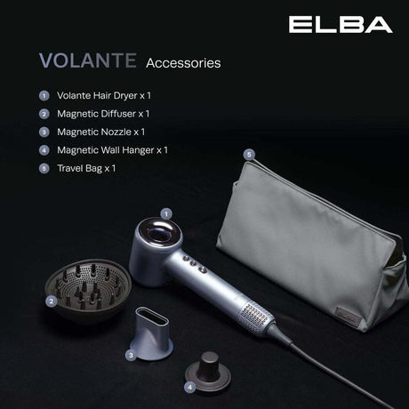 Elba EHD - Q6663DC(BK) Hair Dryer Volante 1600W BLDC Motor Titanium Grey | TBM Online