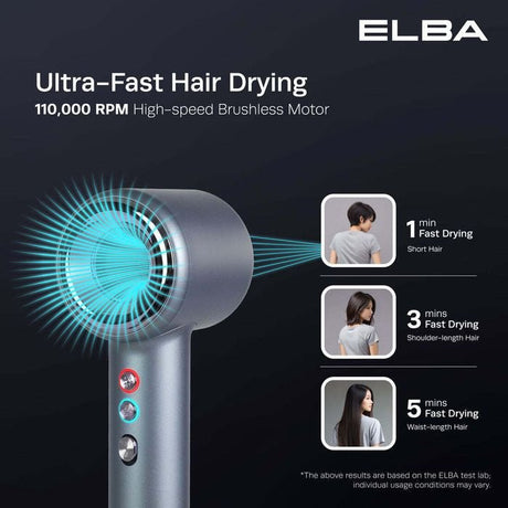 Elba EHD - Q6663DC(BK) Hair Dryer Volante 1600W BLDC Motor Titanium Grey | TBM Online