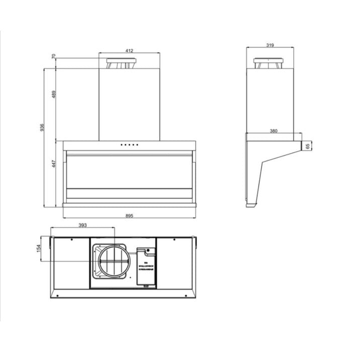 Elba EH - Q9327ST(BK) Designer Hood Monza 2000M3/HR Black | TBM Online