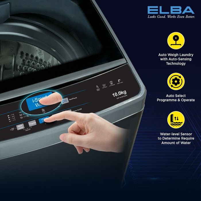 Elba EWT - N1087D(GR) Top Load Washer 10.0kg Inverter | TBM Online