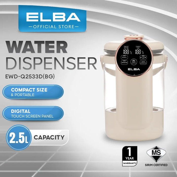 Elba EWD-Q2533D(BG) Water Dispenser 1350W 2.5L | TBM Online