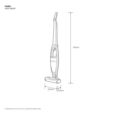 [CLEARANCE][Display Set] Electrolux WQ71 - 2BSWF Handhelp Cordless Stick Vacuum Cleaner 21.6V With LED Light Satin White | TBM Online