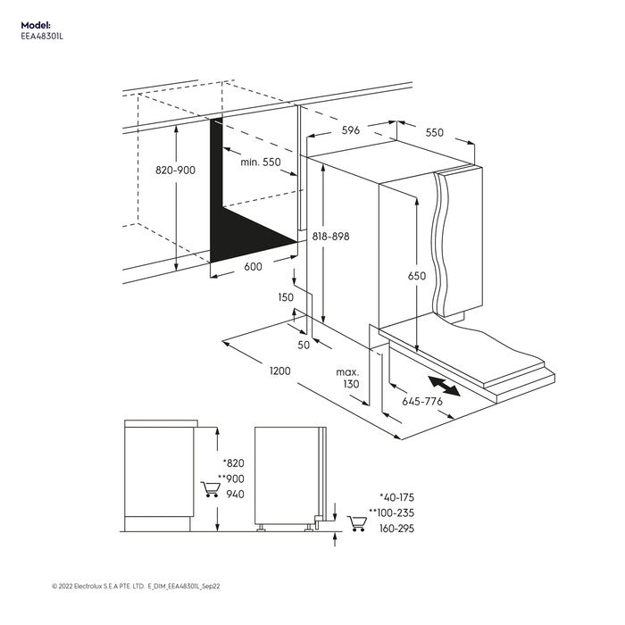 Electrolux EEM48301L Dishwasher Ultimatecare 700 Fully - Integrated With 14 Place Settings 60cm | TBM Online