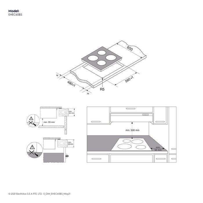 Electrolux EHEC65BS Built - In Ceramic Hob 4 Cooking Zones | TBM Online