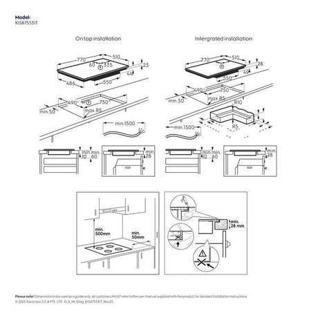 Electrolux KIS87553IT 80cm 800 Series SenseBoil & Fry Built-In Induction Hob With 5 Cooking Zones | TBM Online