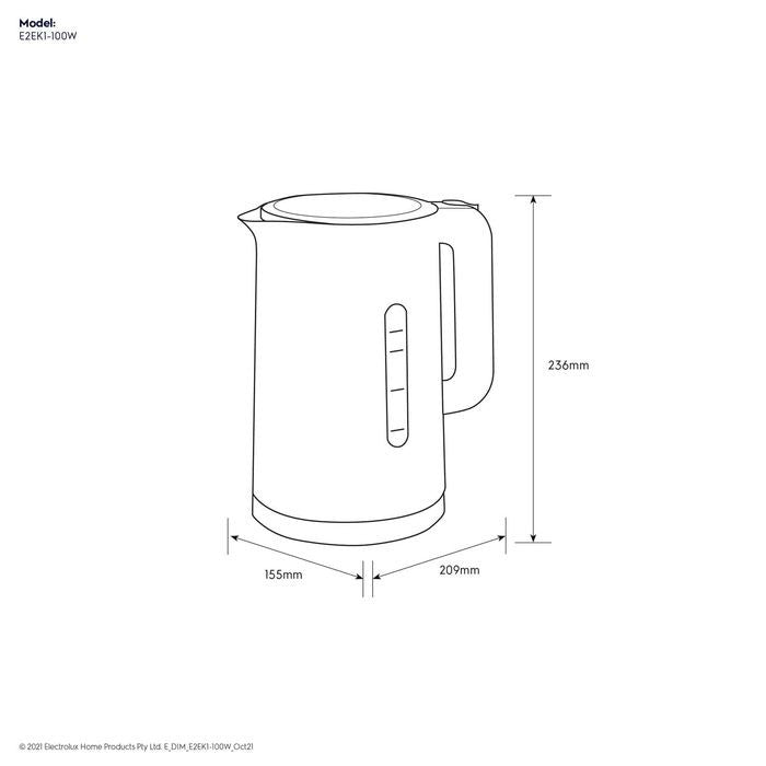 Electrolux E2EK1 - 100W Jug Kettle 1.7L Concealed Heating Element | TBM Online