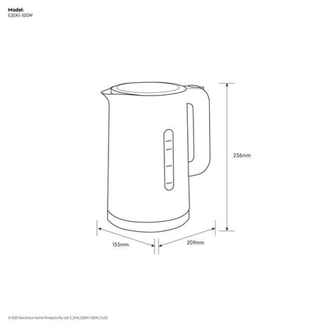 Electrolux E2EK1 - 100W Jug Kettle 1.7L Concealed Heating Element | TBM Online
