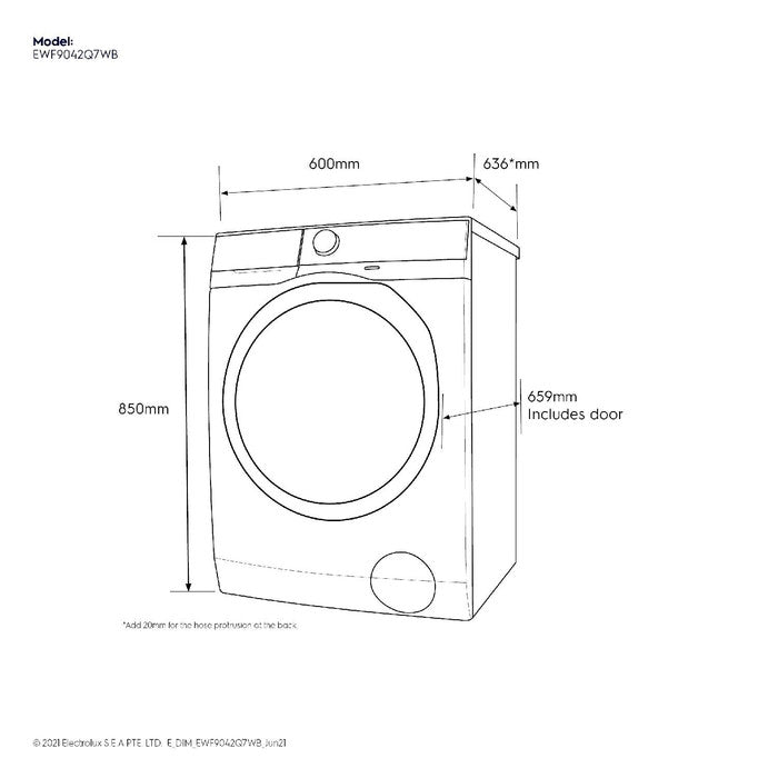 Electrolux EWF9042Q7WB Front Load Washer Eco Inverter 9.0kg | TBM Online