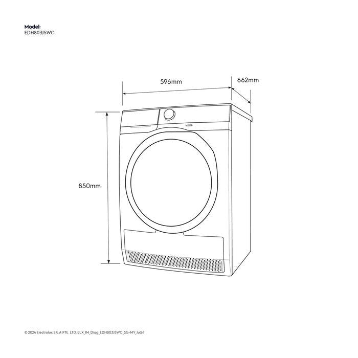 Electrolux EDH803J5WC Heat Pump Dryer Ultimatecare 500 8.0kg | TBM Online