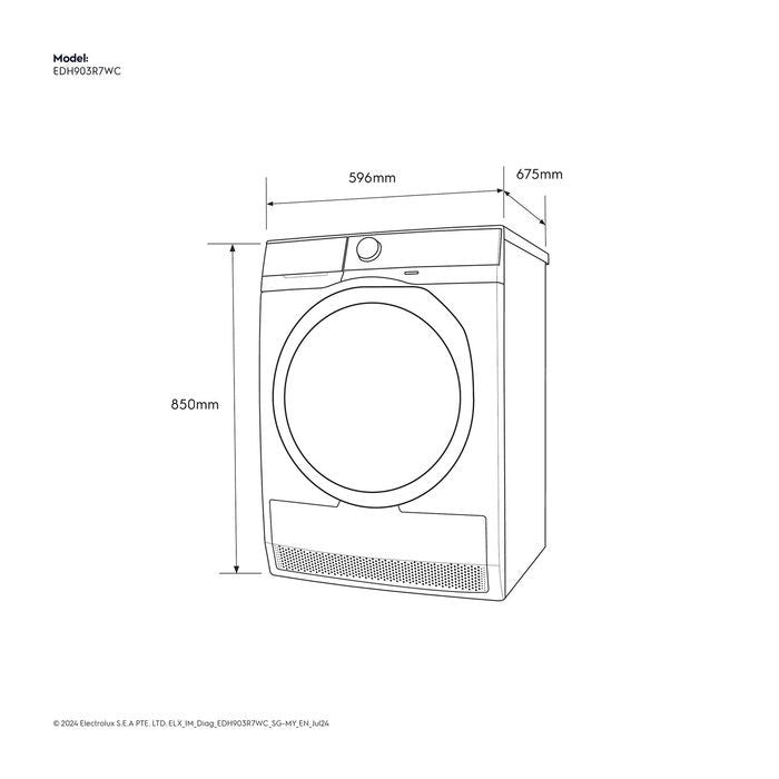 Electrolux EDH903R7WC Heat Pump Dryer Ultimatecare 700 9.0kg | TBM Online