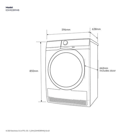 Electrolux EDH903R9WB Ultimatecare 900 Hear Pump Dryer 9.0 kg | TBM Online