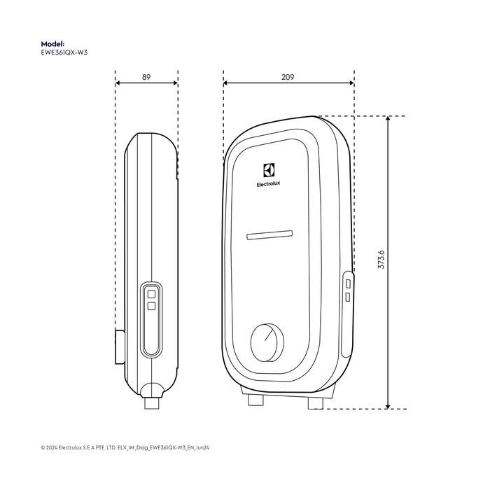 Electrolux EWE361QX - W3 Electric Instant Water Heater 3.6KW Comfort Flow Tank No Pump Ceramic White | TBM Online