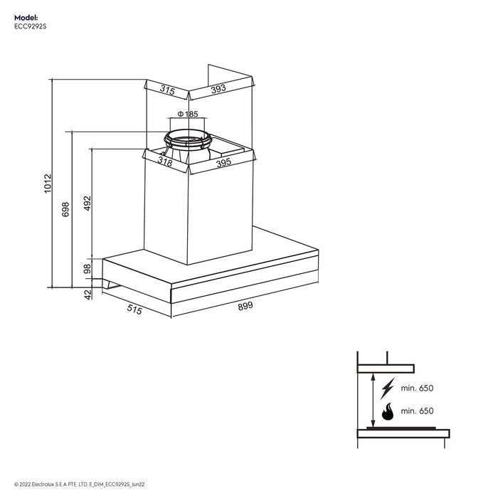 Electrolux ECC9292S Chimney Cooker Hood 90cm Ultimatetaste 700 | TBM Online