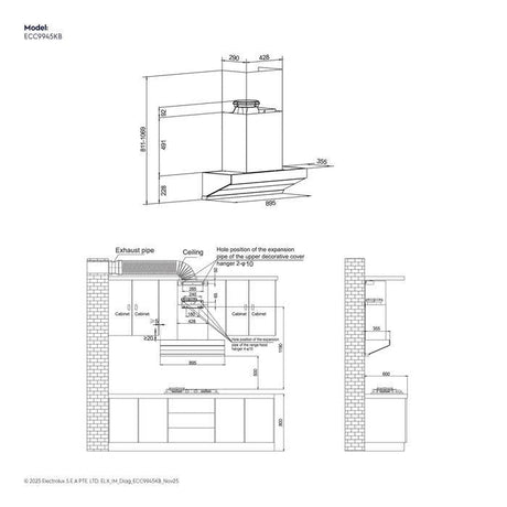 Electrolux ECC9945KB 90cm 900 Series Slant Extractor Hood | TBM Online