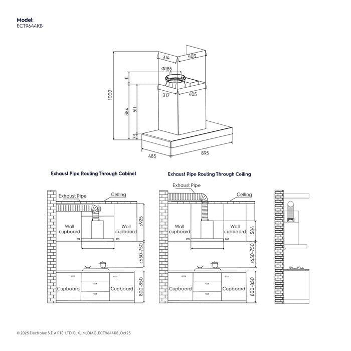 Electrolux ECT9644KB 90cm 600 Chimney Extractor Hood | TBM Online