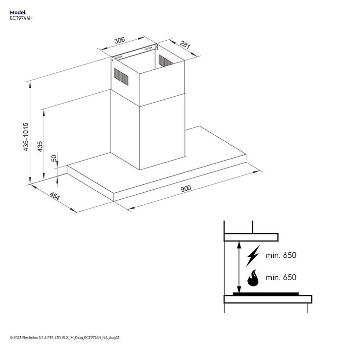 Electrolux ECT9744H Chimney Cooker Hood 90cm Ultimatetaste 700 | TBM Online