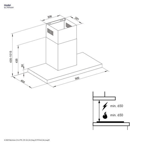 Electrolux ECT9744H Chimney Cooker Hood 90cm Ultimatetaste 700 | TBM Online