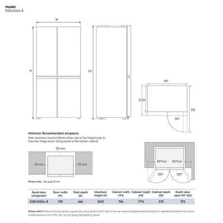 Electrolux EQE4200A - B 4 Doors Fridge 419L Inverter Technology | TBM Online