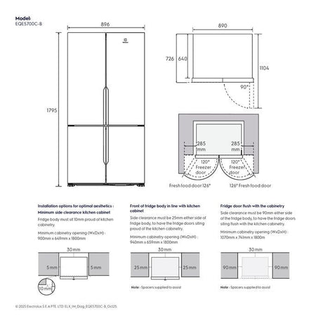 Electrolux EQE5700C - B 4 Doors Fridge G634L AI CoolAssist Matt Black | TBM Online