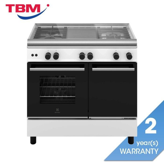 Electrolux ECG932W Freestanding Cooker With Gas Hob 90cm and 62L Electric Oven | TBM Online