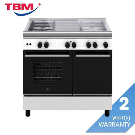 Electrolux ECG942W Freestanding Cooker With Gas Hob 90cm and 62L Electric Oven | TBM Online