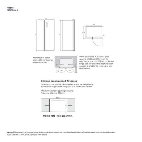 Electrolux ESE4500A - B Side - By - Side Fridge Ultimatetaste 700 450L | TBM Online