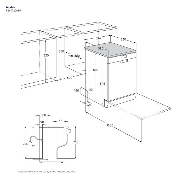 Electrolux ESA47200SW Freestanding Dishwasher Ultimatecare 300 60cm | TBM Online