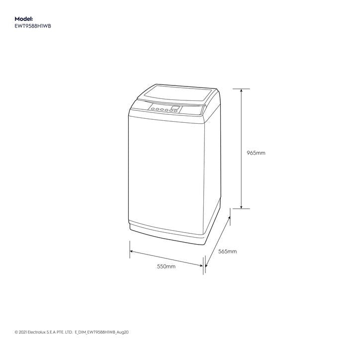 Electrolux EWT9588H1WB Top Load Washer Cyclonic Care Pulsator 9.5 kg | TBM Online